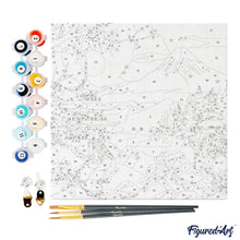 Cargar imagen en el visor de la galería, Mini Pintura por Números 20x20cm con bastidor - Pagoda y Monte Fuji