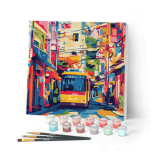 Cargar imagen en el visor de la galería, Mini Pintar por Números 20x20cm con bastidor - Autobús Urbano de Tokio