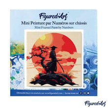 Cargar imagen en el visor de la galería, Mini Pintura por Números 20x20cm con bastidor - Samurái al Atardecer