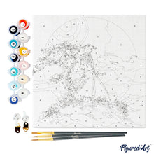 Cargar imagen en el visor de la galería, Mini Pintura por Números 20x20cm con bastidor - Samurái al Atardecer