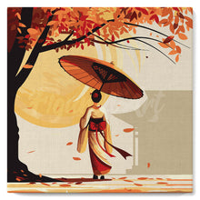 Cargar imagen en el visor de la galería, Mini Pintar por Números 20x20cm con bastidor - Paseo Pacífico de una Geisha