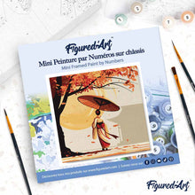 Cargar imagen en el visor de la galería, Mini Pintura por Números 20x20cm con bastidor - Paseo Pacífico de una Geisha