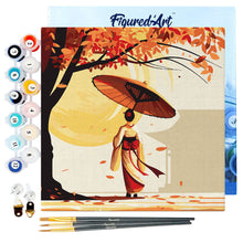 Cargar imagen en el visor de la galería, Mini Pintura por Números 20x20cm con bastidor - Paseo Pacífico de una Geisha