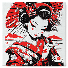 Cargar imagen en el visor de la galería, Mini Pintura por Números 20x20cm con bastidor - Geisha Roja y Negra