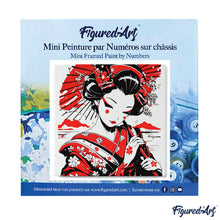 Cargar imagen en el visor de la galería, Mini Pintura por Números 20x20cm con bastidor - Geisha Roja y Negra