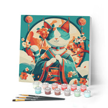 Cargar imagen en el visor de la galería, Mini Pintar por Números 20x20cm con bastidor - Gata Princesa Japonesa