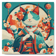 Cargar imagen en el visor de la galería, Mini Pintura por Números 20x20cm con bastidor - Gata Princesa Japonesa