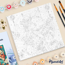 Cargar imagen en el visor de la galería, Mini Pintura por Números 20x20cm con bastidor - Gata Princesa Japonesa