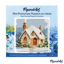 Cargar imagen en el visor de la galería, Mini Pintura por Números 20x20cm con bastidor - Casa de ladrillo en invierno