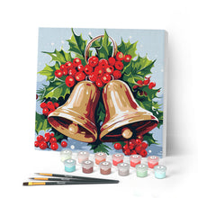 Cargar imagen en el visor de la galería, Mini Pintar por Números 20x20cm con bastidor - Campanas de Navidad
