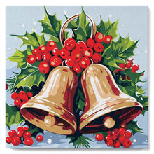 Cargar imagen en el visor de la galería, Mini Pintura por Números 20x20cm con bastidor - Campanas de Navidad
