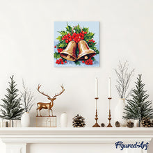 Cargar imagen en el visor de la galería, Mini Pintura por Números 20x20cm con bastidor - Campanas de Navidad