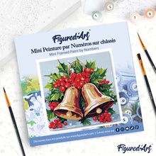 Cargar imagen en el visor de la galería, Mini Pintura por Números 20x20cm con bastidor - Campanas de Navidad