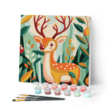 Cargar imagen en el visor de la galería, Mini Pintar por Números 20x20cm con bastidor - Reno dorado