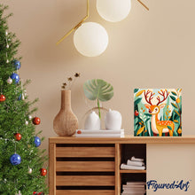 Cargar imagen en el visor de la galería, Mini Pintura por Números 20x20cm con bastidor - Reno dorado