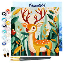 Cargar imagen en el visor de la galería, Mini Pintura por Números 20x20cm con bastidor - Reno dorado