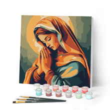 Cargar imagen en el visor de la galería, Mini Pintar por Números 20x20cm con bastidor - Virgen María rezando