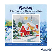 Cargar imagen en el visor de la galería, Mini Pintura por Números 20x20cm con bastidor - Casa roja en invierno