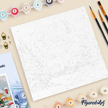 Cargar imagen en el visor de la galería, Mini Pintura por Números 20x20cm con bastidor - Casa roja en invierno