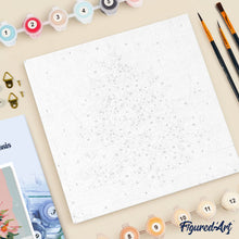 Cargar imagen en el visor de la galería, Mini Pintura por Números 20x20cm con bastidor - Árbol de Navidad nevado