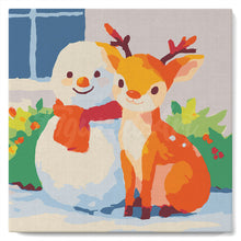 Cargar imagen en el visor de la galería, Mini Pintura por Números 20x20cm con bastidor - Amigos navideños