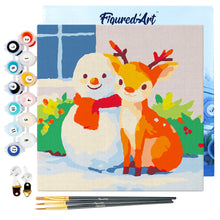 Cargar imagen en el visor de la galería, Mini Pintura por Números 20x20cm con bastidor - Amigos navideños