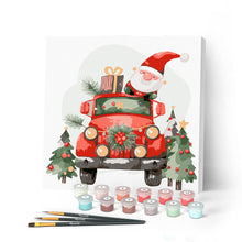 Cargar imagen en el visor de la galería, Mini Pintar por Números 20x20cm con bastidor - Camión de Papá Noel
