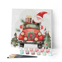 Cargar imagen en el visor de la galería, Mini Pintar por Números 20x20cm con bastidor - Camión de Papá Noel