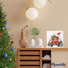 Cargar imagen en el visor de la galería, Mini Pintura por Números 20x20cm con bastidor - Camión de Papá Noel
