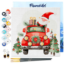 Cargar imagen en el visor de la galería, Mini Pintura por Números 20x20cm con bastidor - Camión de Papá Noel