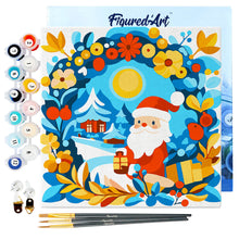 Cargar imagen en el visor de la galería, Mini Pintura por Números 20x20cm con bastidor - Corona y Papá Noel