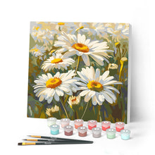 Cargar imagen en el visor de la galería, Pintar por numeros Figured'Art - Mini Pintura por Números 20x20cm con bastidor - Margaritas