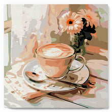 Cargar imagen en el visor de la galería, Mini Pintura por Números 20x20cm con bastidor - Café de la mañana