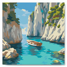 Cargar imagen en el visor de la galería, Mini Pintura por Números 20x20cm con bastidor - Cala Azul Tranquila