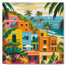 Cargar imagen en el visor de la galería, Mini Pintura por Números 20x20cm con bastidor - Ciudad costera marroquí