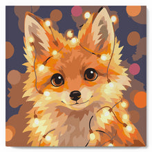 Cargar imagen en el visor de la galería, Mini Pintura por Números 20x20cm con bastidor - Pequeño Zorro con Luces