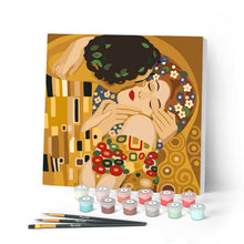 Cargar imagen en el visor de la galería, Pintar por numeros Figured'Art - Mini Pintura por Números 20x20cm con bastidor - El beso - Klimt