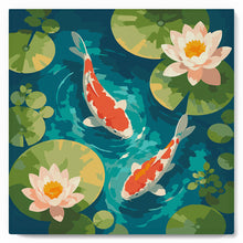 Cargar imagen en el visor de la galería, Mini Pintura por Números 20x20cm con bastidor - Estanque de koi