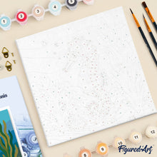 Cargar imagen en el visor de la galería, Mini Pintura por Números 20x20cm con bastidor - Caballito de mar