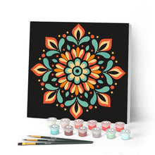 Cargar imagen en el visor de la galería, Pintar por numeros Figured'Art - Mini Pintura por Números 20x20cm con bastidor - Mandala otoñal