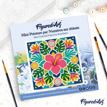 Cargar imagen en el visor de la galería, Mini Pintura por Números 20x20cm con bastidor - Mandala de hibisco