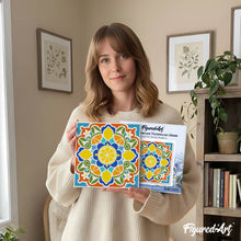 Cargar imagen en el visor de la galería, Mini Pintura por Números 20x20cm con bastidor - Mandala cítrico
