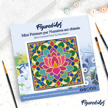Cargar imagen en el visor de la galería, Mini Pintura por Números 20x20cm con bastidor - Mandala de loto
