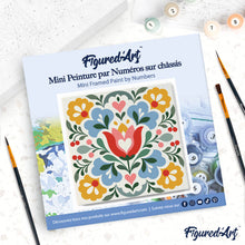 Cargar imagen en el visor de la galería, Mini Pintura por Números 20x20cm con bastidor - Mandala floral