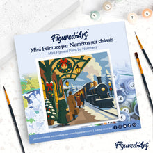 Cargar imagen en el visor de la galería, Mini Pintura por Números 20x20cm con bastidor - Tren de las fiestas