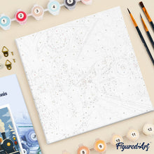 Cargar imagen en el visor de la galería, Mini Pintura por Números 20x20cm con bastidor - Tren de las fiestas