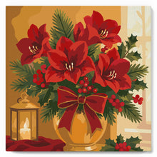 Cargar imagen en el visor de la galería, Mini Pintura por Números 20x20cm con bastidor - Flores de Pascua