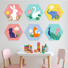 Cargar imagen en el visor de la galería, Mini Serie Pintar por Números - Hexágonos (6 piezas) - Set de animales para bebé