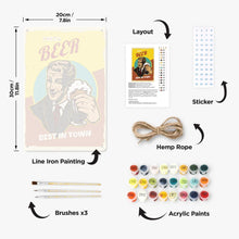 Cargar imagen en el visor de la galería, Pintar por Números Póster Metálico - Chico de Cerveza Fresca