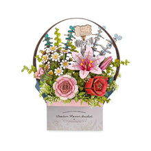 Cargar imagen en el visor de la galería, Puzzle 3D Cesta de Flores de Madera